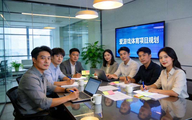 爱游戏体育团队在现代化办公室中协作讨论的场景 - 团队成员围绕会议桌进行头脑风暴