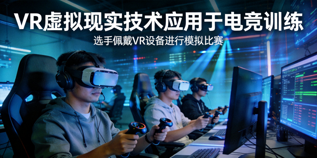VR虚拟现实技术应用于电竞训练 - 选手佩戴VR设备进行模拟比赛