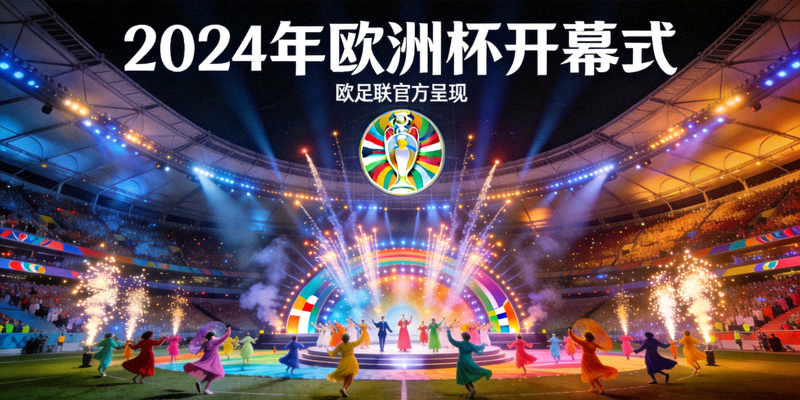 2024年欧洲杯开幕式盛大场景 - 球场内绚丽的灯光与表演