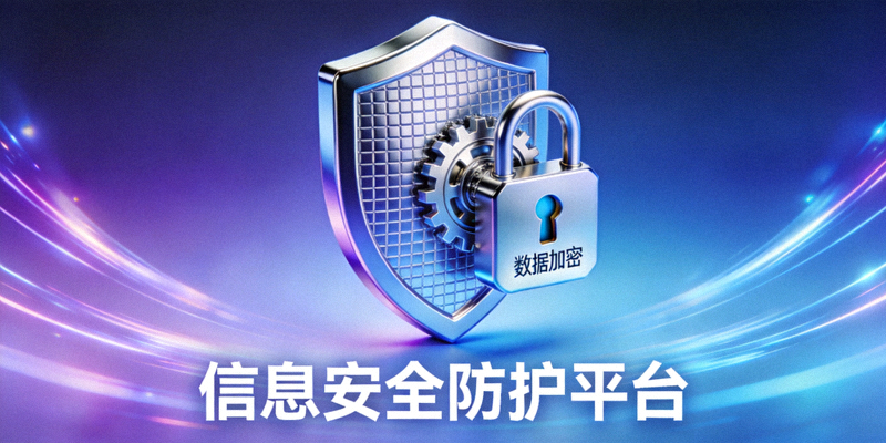 信息安全防护概念图 - 盾牌与加密锁图标象征平台数据安全